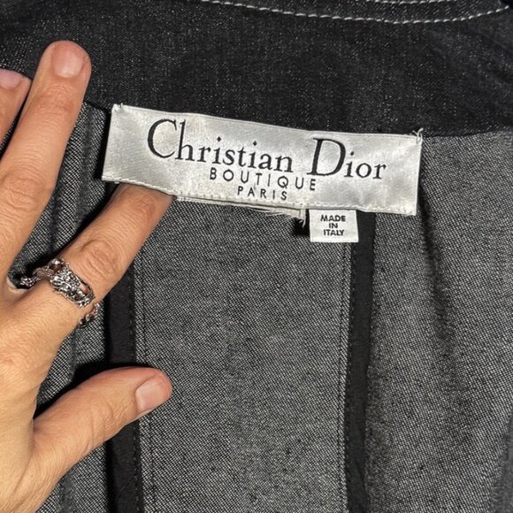 Christian Dior FW06 Black Leather Braided Sleeves Denim Jacket - Picture 9 of 11